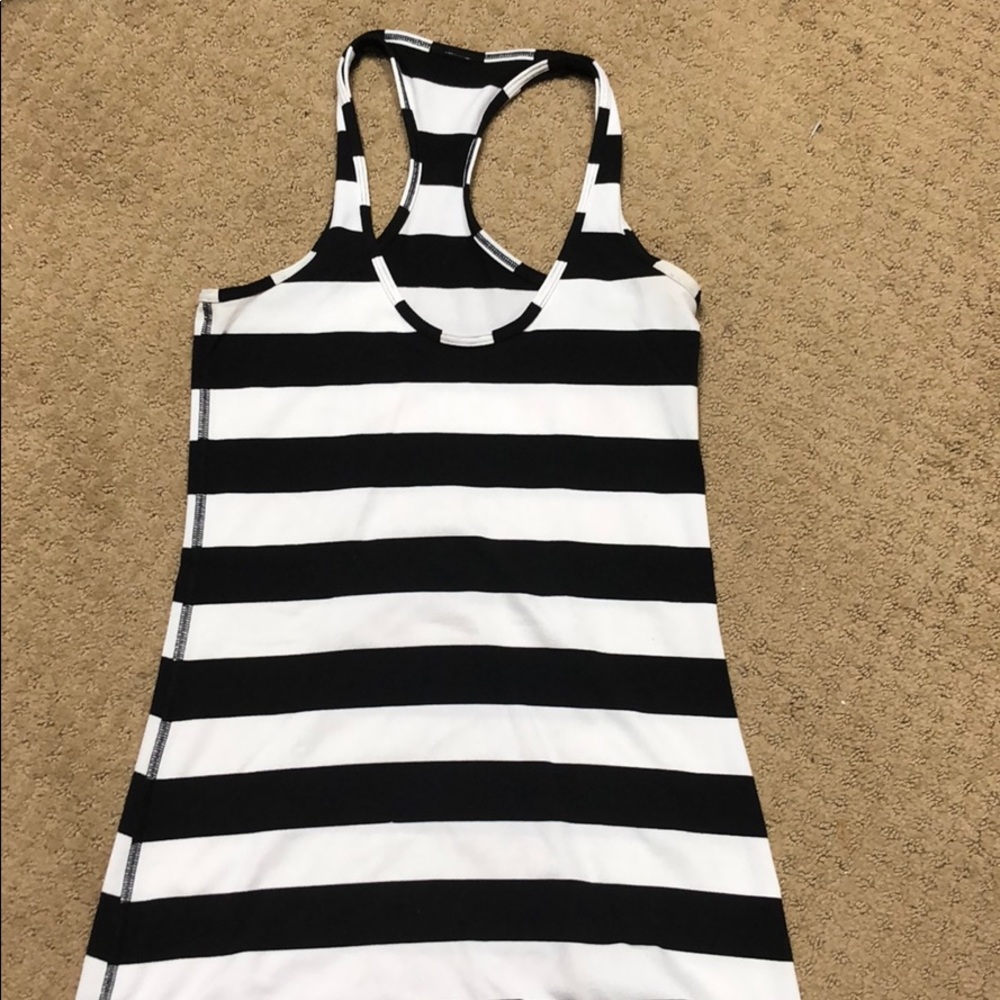 Lululemon  black and white striped racerback tank